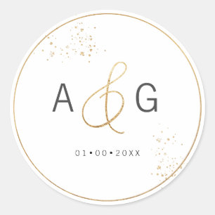 PixDezines Minimalistische Imitate Gold Ampersand Runder Aufkleber