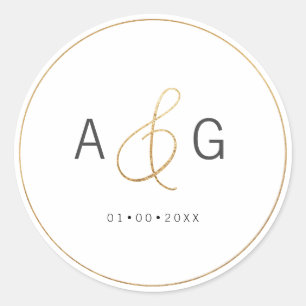 PixDezines minimalistisches falsches Gold-Et-Zeich Runder Aufkleber