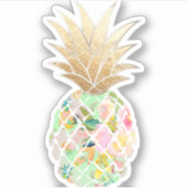 PixDezines Mint Green Aloha Ananas, Imitate Gold Aufkleber (Vorderseite)