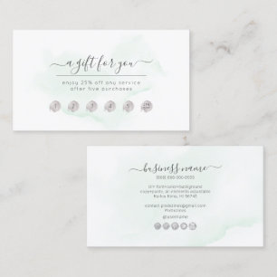 PixDezines Mint Green Watercolor Rewards-Karte Visitenkarte