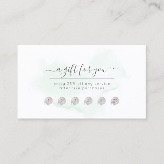 PixDezines Mint Green Watercolor Rewards-Karte Visitenkarte (Vorderseite)