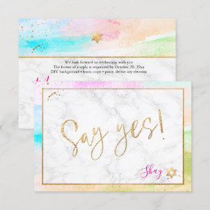PixDezines Mitzvah✡ Abstract H2 Pastellwelle  RSVP Karte