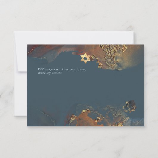 PixDezines Mitzvah ✡ H2 Galaxy Abstrakt Slate Rust RSVP Karte (Rückseite)