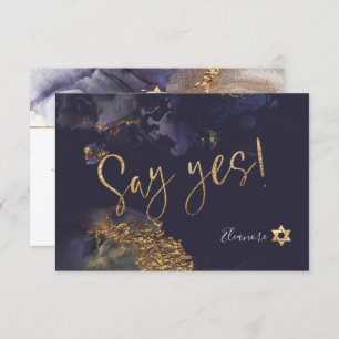 PixDezines Mitzvah ✡ H2 Galaxy Abstrakter Aquamari RSVP Karte