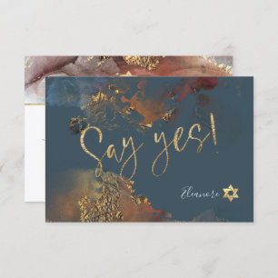 PixDezines Mitzvah ✡ H2 Galaxy Abstrakter Aquamari RSVP Karte