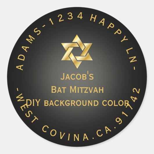 PixDezines mitzvah Rücksendeadresse/DIY Runder Aufkleber (Vorderseite)