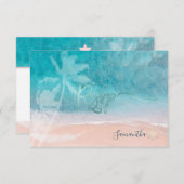 PixDezines Mitzvah UAWG Beach Palmen RSVP Karte (Vorne/Hinten)