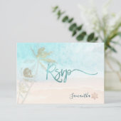 PixDezines Mitzvah UAWG Breezy Beach Palmen RSVP Karte (Stehend Vorderseite)