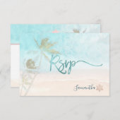 PixDezines Mitzvah UAWG Breezy Beach Palmen RSVP Karte (Vorne/Hinten)