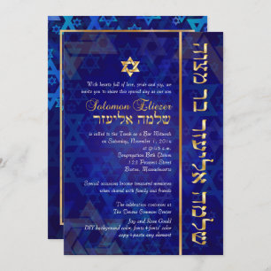 PixDezines Mod/Bar Mitzvah/Navy Blue/Gold Einladung