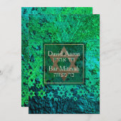 PixDezines Mod/Bar Mitzvah/Star von David/Emerald Einladung (Vorne/Hinten)