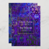 PixDezines Mod/Bar Mitzvah/Star von David/Violet Einladung (Vorne/Hinten)