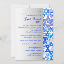 PixDezines Mod stars/Bar Mitzvah/blau/silber Einladung