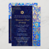 PixDezines Mod stars Bar Mitzvah Dark Blue Gold in Einladung (Vorne/Hinten)