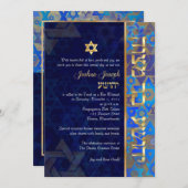 PixDezines Mod stars/Bar Mitzvah/dunkelblau/gold Einladung (Vorne/Hinten)