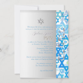 PixDezines Mod stars/Bar Mitzvah/dunkelblau/silber Einladung