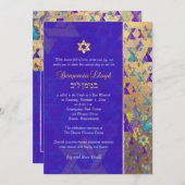 PixDezines Mod stars Bar Mitzvah Lila Gold Einladung (Vorne/Hinten)