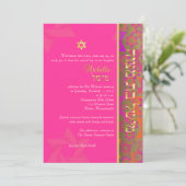PixDezines Mod stars/Bat Mitzvah/Graufarbe Einladung (Stehend Vorderseite)