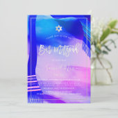 PixDezines Moderne Abstrakte Wasserfarbe Bar Mitzv Einladung (Stehend Vorderseite)