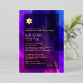 PixDezines Moderne Abstrakte Wasserfarbe Bar Mitzv Folieneinladung (Stehend vorne)