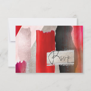 PixDezines Moderne Aquarell Rot Schwarz RSVP Karte