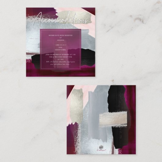 PixDezines Moderne Blush Burgund Unterkünfte Begleitkarte (Vorne/Hinten)