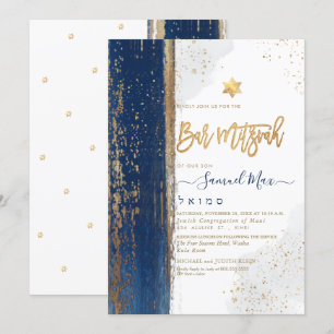 PixDezines Moderner abstrakter Tallit Bar Mitzvah Einladung