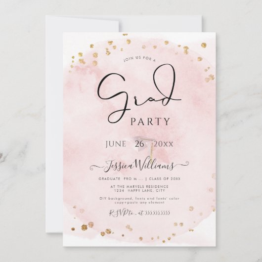 PixDezines Moderner Kalligraphie-Script-Abschluss Einladung (Vorderseite)