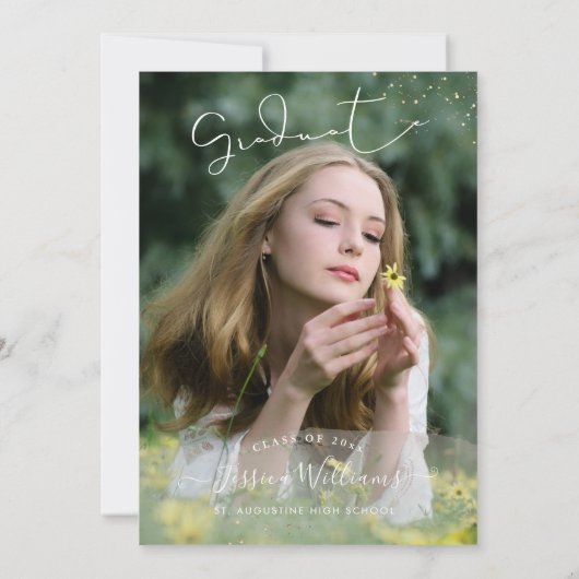 PixDezines Moderner Kalligraphie-Script-Abschluss Einladung (Rückseite)