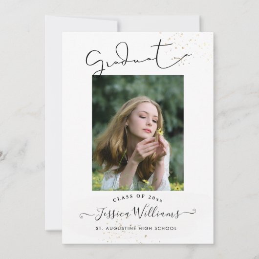 PixDezines Moderner Kalligraphie-Script-Abschluss Einladung (Rückseite)