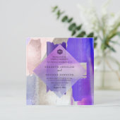 PixDezines Modernes Aquarellviolett+Silber Einladung (Stehend Vorderseite)
