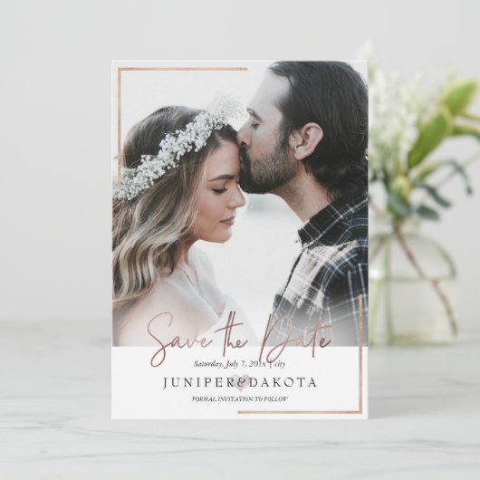 PixDezines Modernes Gerahmtes Foto Speichern Sie d Einladung (Stehend Vorderseite)