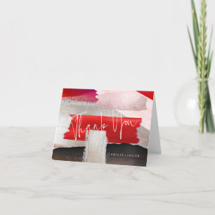 PixDezines Modernes Wasserfarbenrot Schwarz Dankeskarte