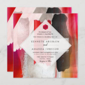 PixDezines Modernes Wasserfarbenrot Schwarz Einladung (Vorne/Hinten)