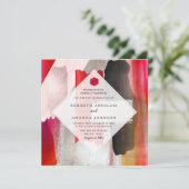 PixDezines Modernes Wasserfarbenrot Schwarz Einladung (Stehend Vorderseite)