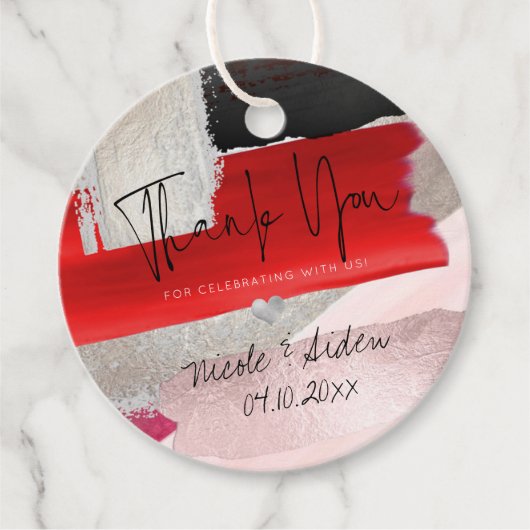 PixDezines Modernes Wasserfarbenrot Schwarz Geschenkanhänger (Vorderseite)