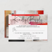 PixDezines Modernes Wasserfarbenrot Schwarz RSVP Karte (Vorne/Hinten)