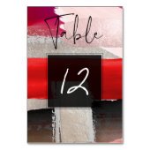 PixDezines Modernes Wasserfarbenrot Schwarz Tischnummer (Vorderseite)