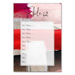 PixDezines Modernes Wasserfarbenrot Schwarz Tischnummer