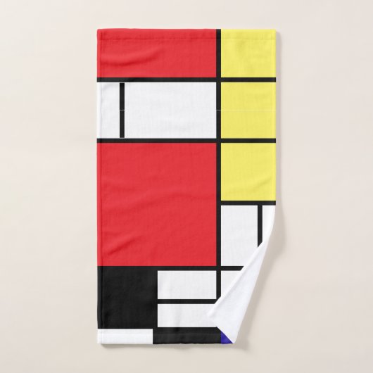 PixDezines Modernismus Primärfarbblöcke Badhandtuch Set (Handtuch)