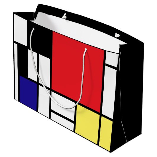 PixDezines modrian/abstrakt Große Geschenktüte (Rückseite Schrägansicht)