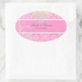 PixDezines moiré-Damast Hochzeitskleber Ovaler Aufkleber (Tasche)