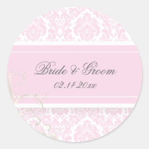 PixDezines moiré-Damast Hochzeitskleber Runder Aufkleber