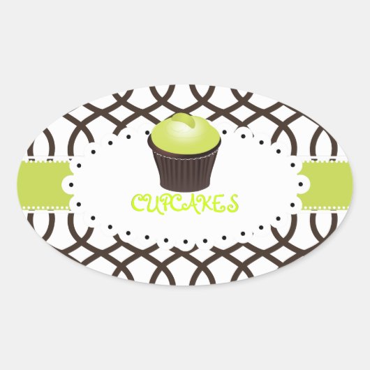 PixDezines monaco trellis+cupcake/DIY Farbe Ovaler Aufkleber (Vorderseite)