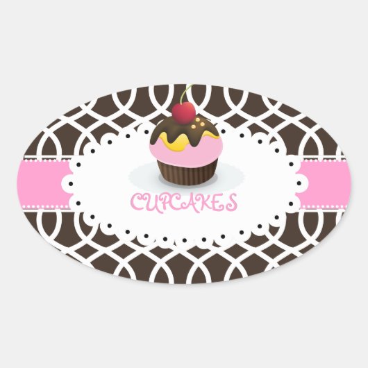 PixDezines monaco trellis+cupcake/DIY Farbe Ovaler Aufkleber (Vorderseite)