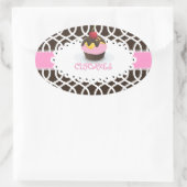 PixDezines monaco trellis+cupcake/DIY Farbe Ovaler Aufkleber (Tasche)