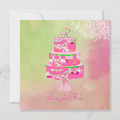 PixDezines Monogram alice Blumenkuchen Einladung (Vorderseite)