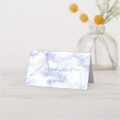 PixDezines Monogram Blue Honeycomb+Marble Platzkarte (Rückseite)