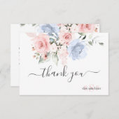 PixDezines Monogram Blush Pink Dusty Blue Rose Dankeskarte (Vorne/Hinten)