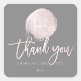 PixDezines Monogram Blush Pink Foil, vielen Dank Quadratischer Aufkleber